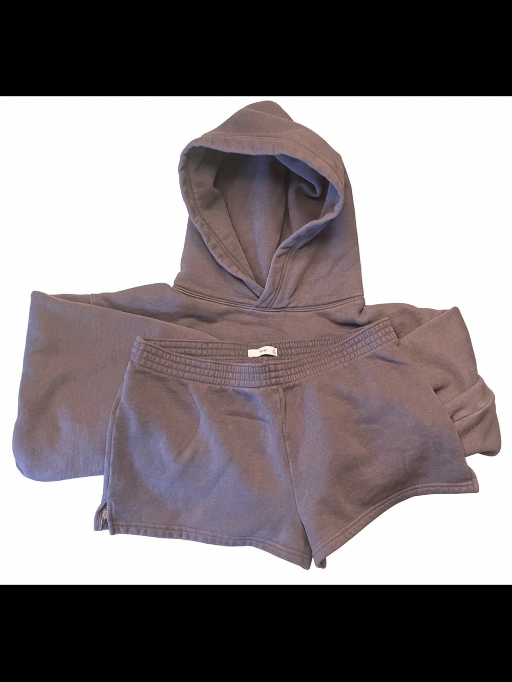 Aritzia TNA Cozy Fleece Purple Plum Matching Set Cropped
Hoodie And Shorts